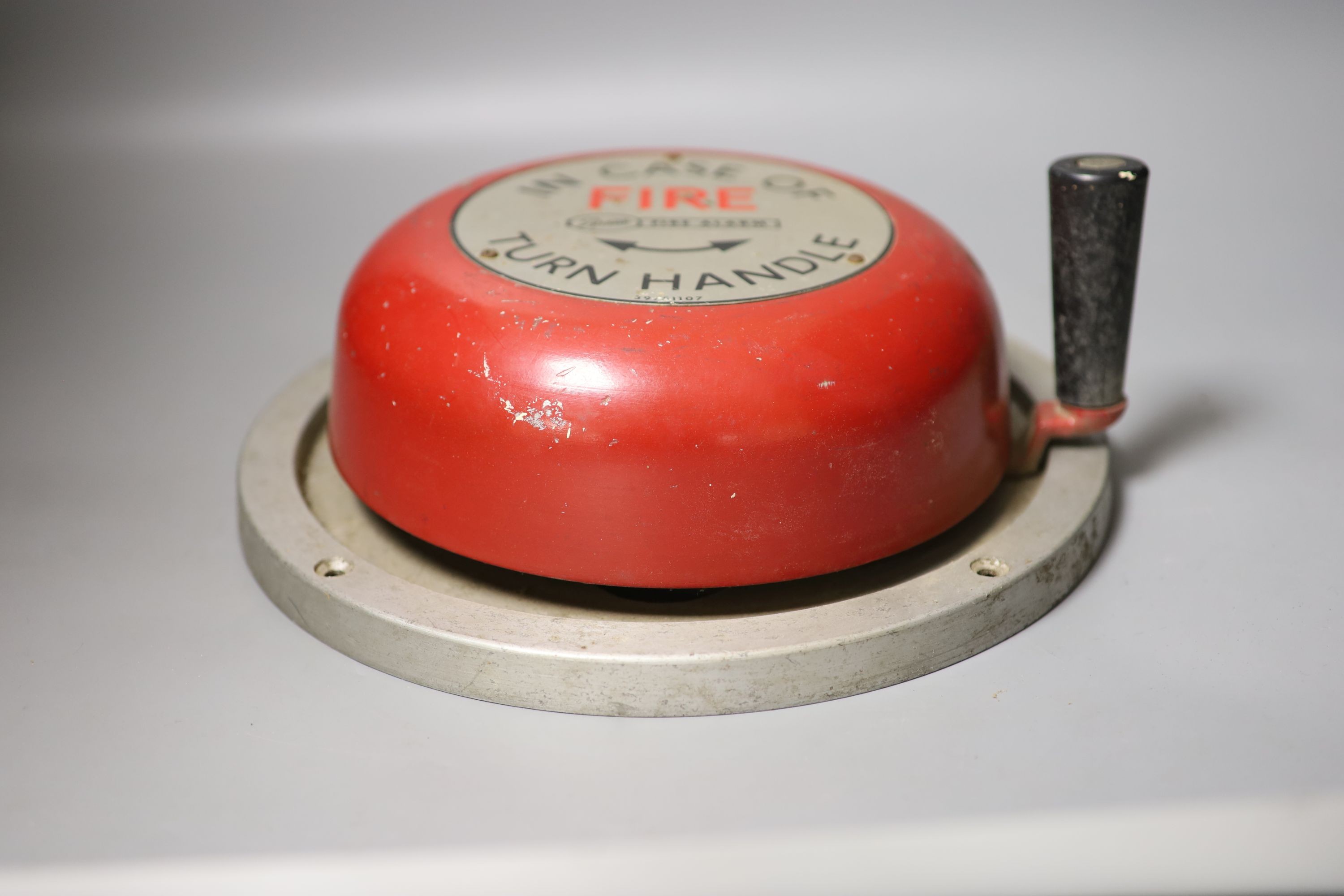 A cast aluminium fire alarm bell, 29.5cm